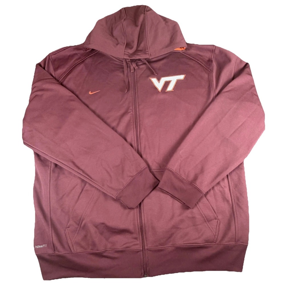 Virginia Tech Hokies Sweatshirt Mens 2XL Red NCAA Basketball Nike Therma Hoodie